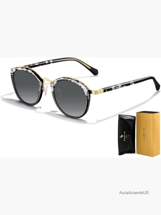 Round Polarized Sunglasses for Women Retro Acetate UV Protection main image 7